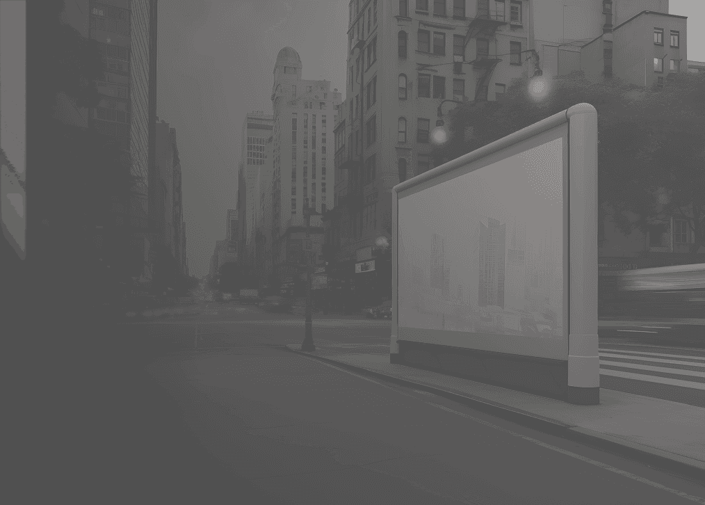 City street with a digital billboard